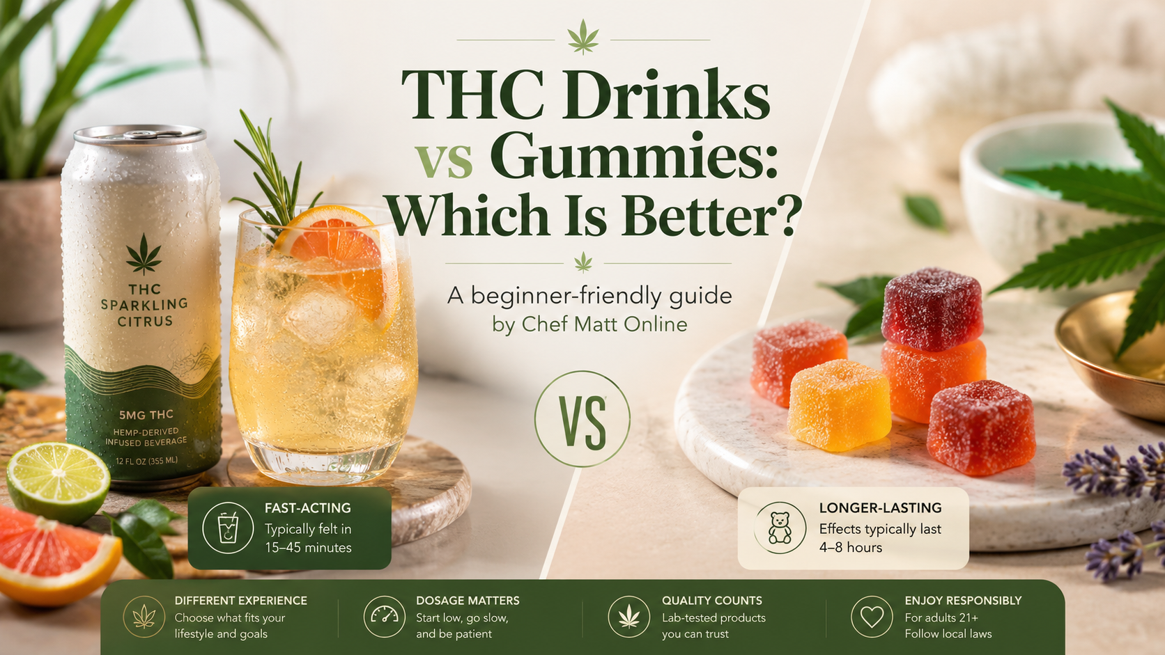 Chef Matt Online THC drinks and gummies comparison guide by Chef Matt Stockard nano THC chef
