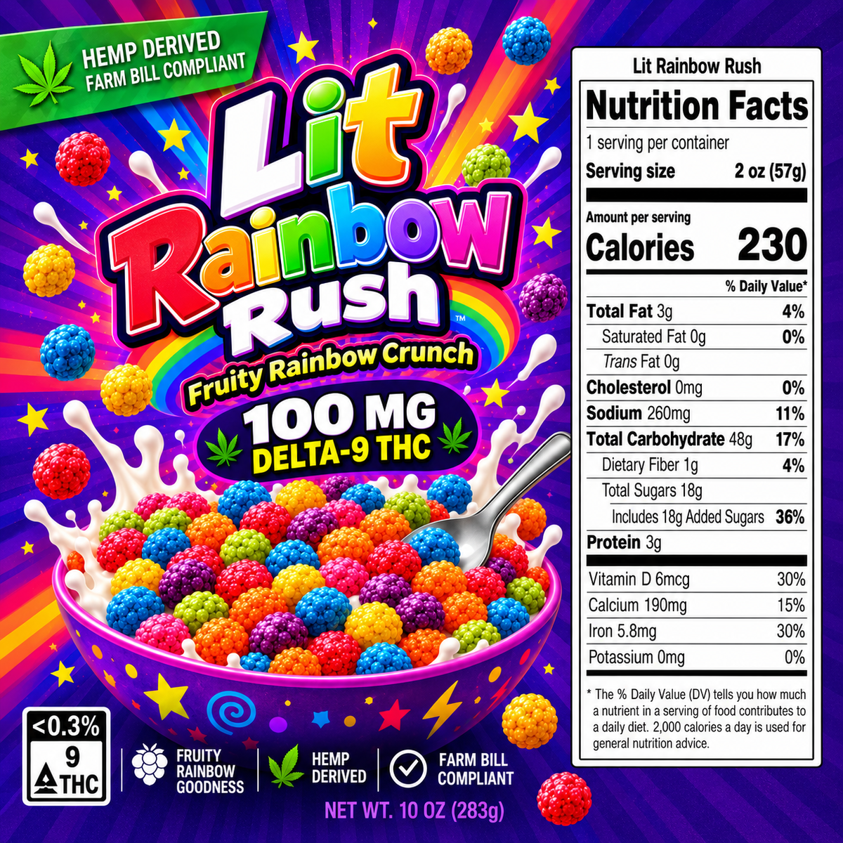 THC infused Cereal Lit Cereal flavor