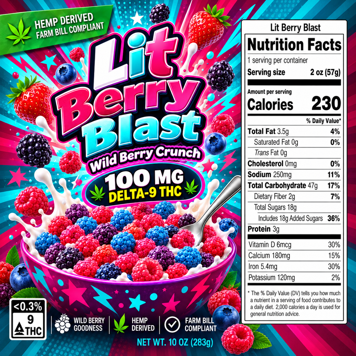 THC infused Lit Cereal Berry Blast