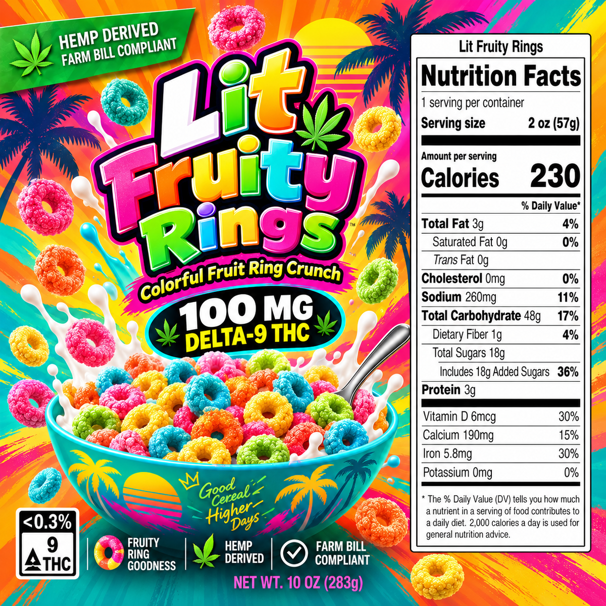 THC Infused Lit Cereal Fruity Rings