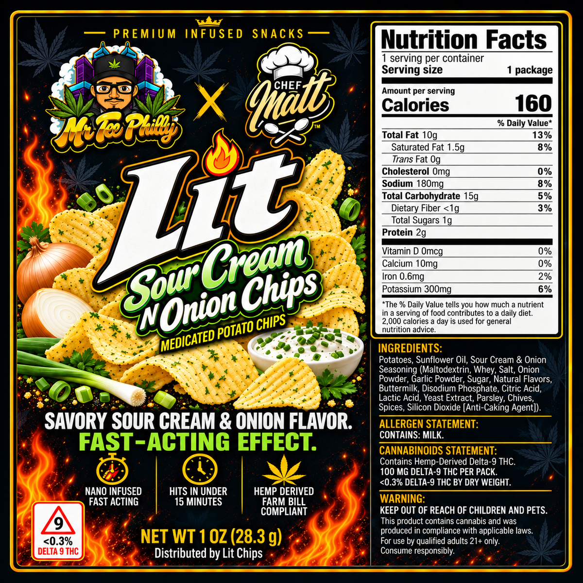 THC Lit Chips Sour Cream & Onion flavor
