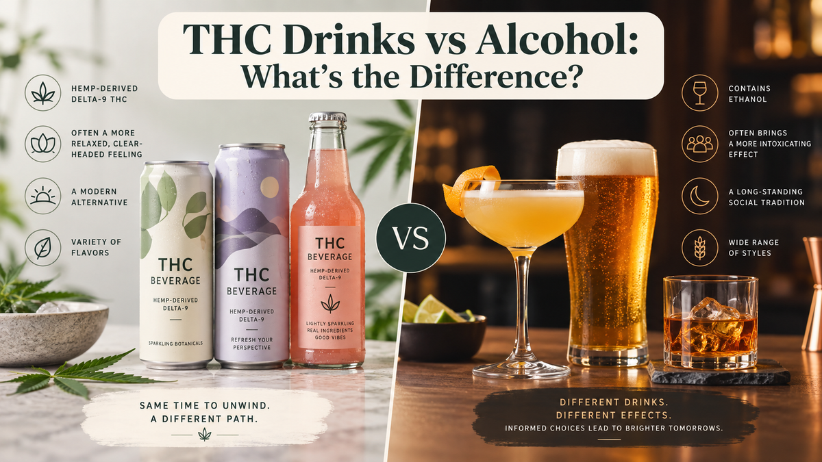 THC drinks vs alcohol comparison featuring chef-crafted infused