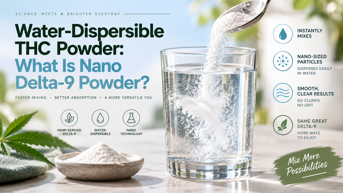 Water-dispersible Nano Delta-9 THC powder for infused food and drinks