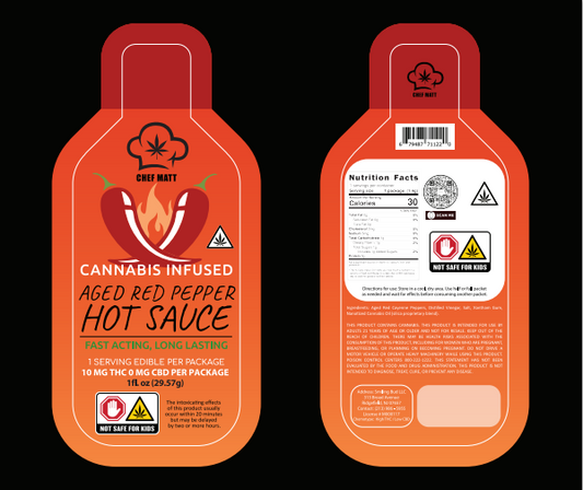 Cannabis Infused Aged Red Pepper Hot Sauce Bundle.