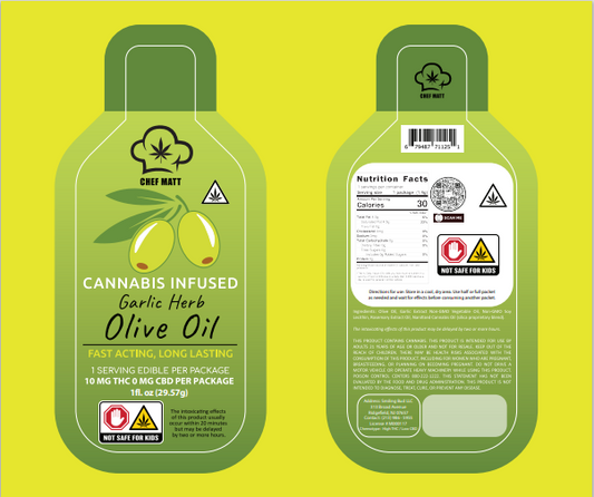 Cannabis Infused Garlic & Herb Olive Oil THC Edible