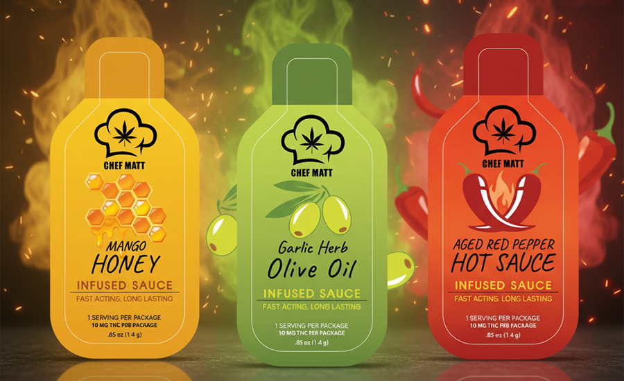 Cannabis Infused Mixed Bundle (5pack) - 1 BBQ Sauce, 1 Hot Sauce, 1 Honey, 1  Ketchup, 1 Olive Oil