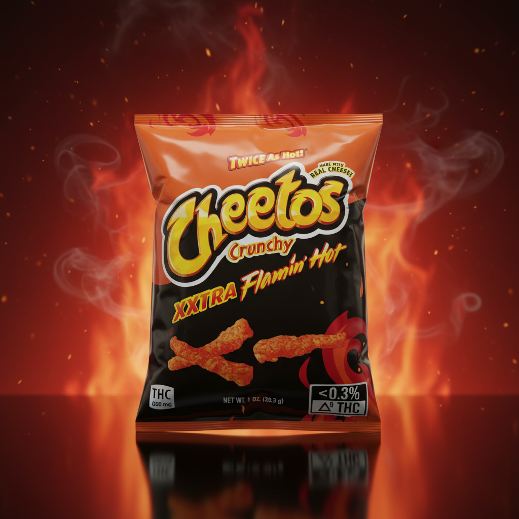Chef Matt Cannabis Infused Flamin’ Hot Chips product image showing Flamin’ Hot for adult customers