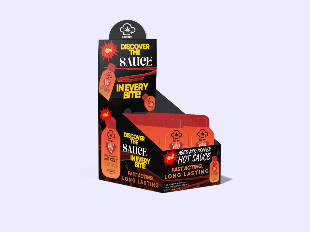 Premium hot sauce collection gift box Chef Matt Store Cannabis Infused Aged Red Pepper Hot Sauce Bundle | THC hot sauce | gourmet cannabis sauces | infused spicy sauce | cannabis pepper sauce