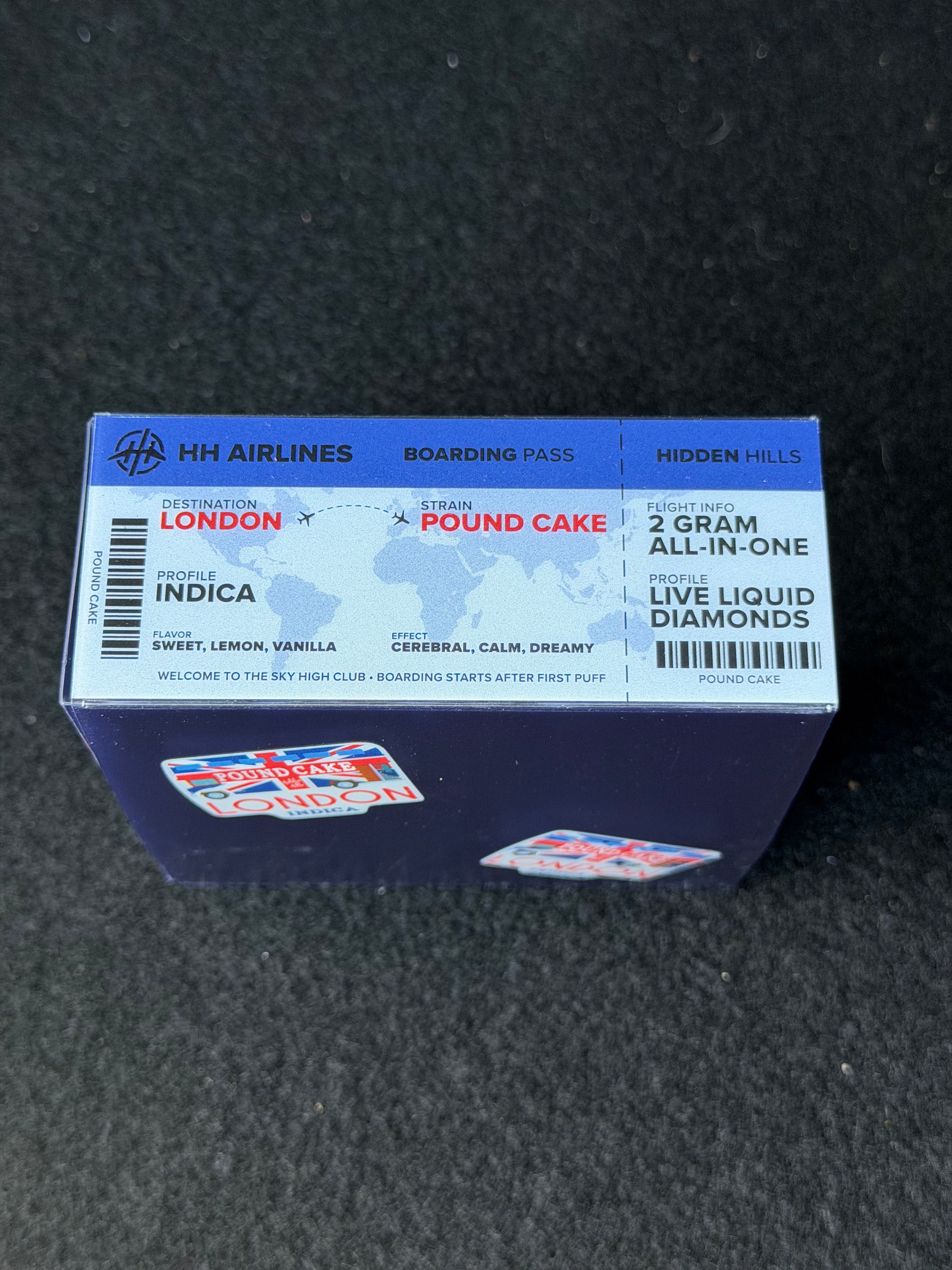 Pound Cake indica 2 gram all-in-one vape pen packaging