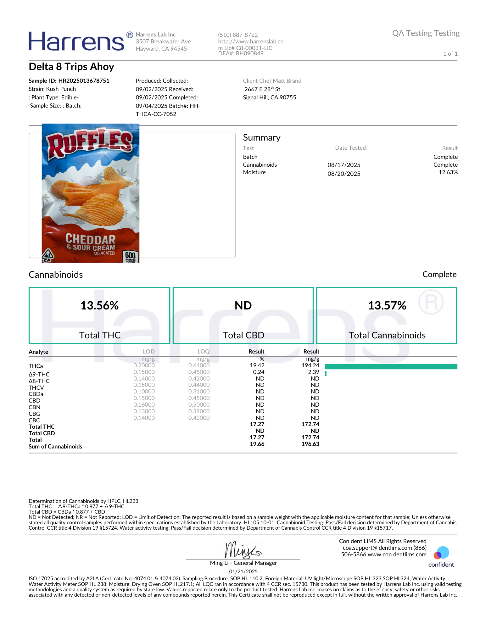 Chef Matt Store Cannabis Infused Cheddar Sour Cream Ruffles | THC flavored chips | gourmet cannabis snacks