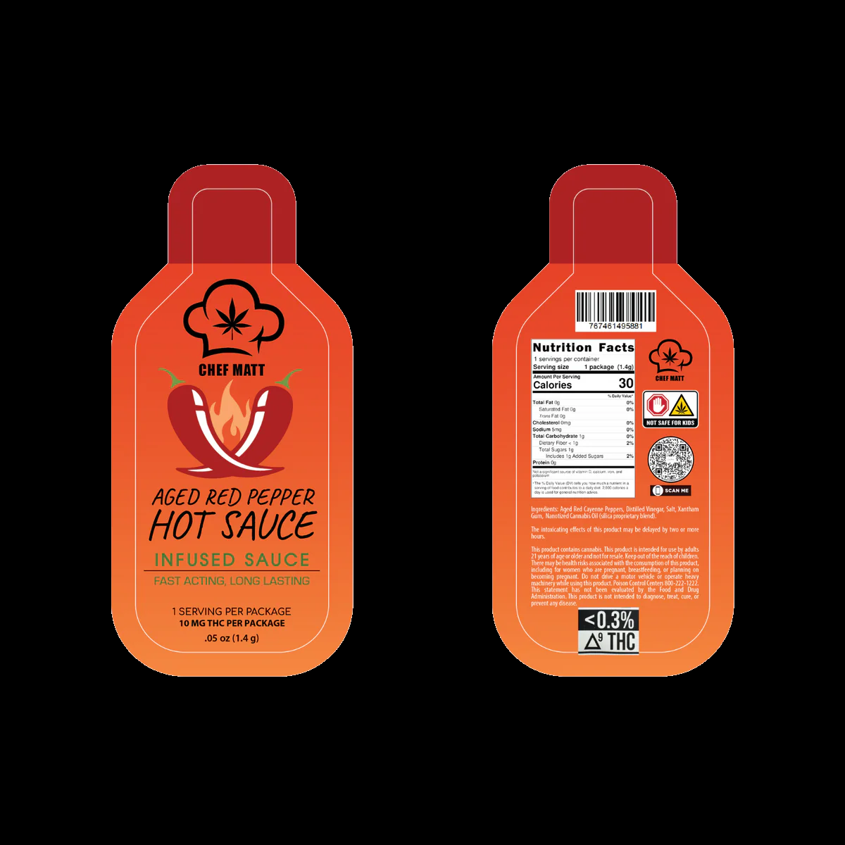 Chef Matt Crafted Aged Red Pepper Hot Sauce on black background