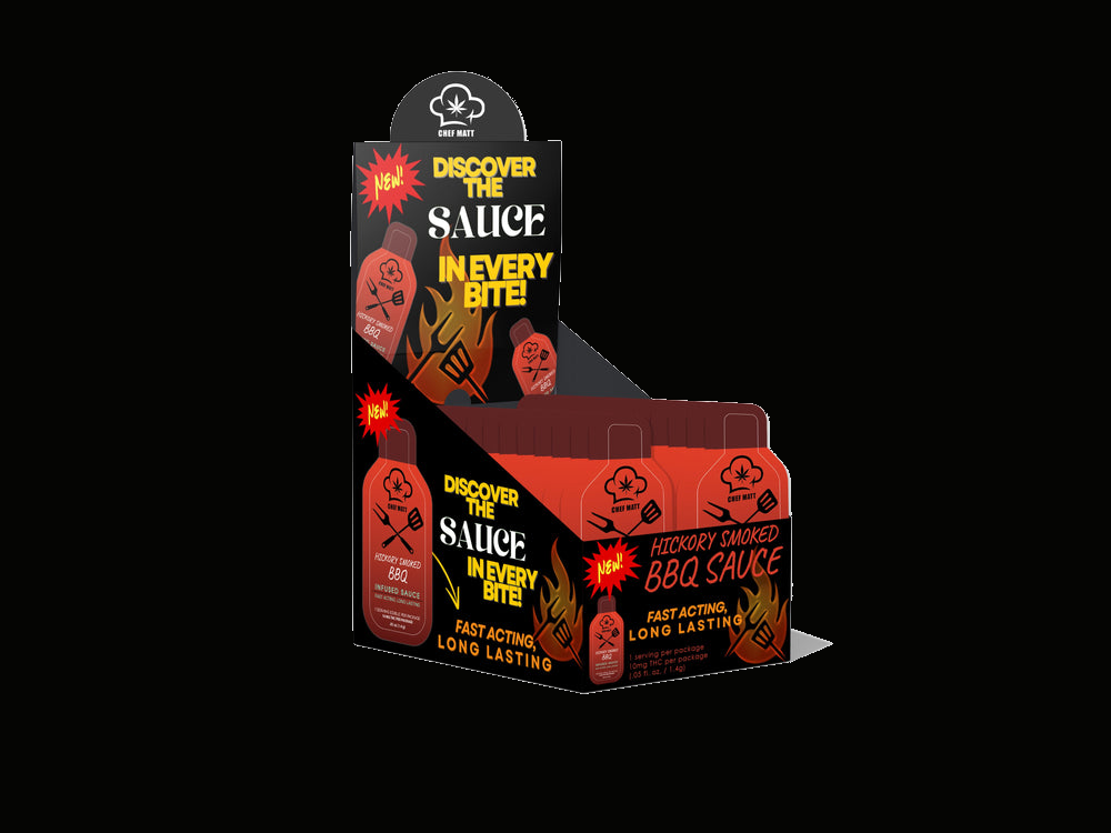 Chef Matt Crafted Hickory Smoked BBQ Sauce 25 Pack | Gourmet Condiment Bundle on black background
