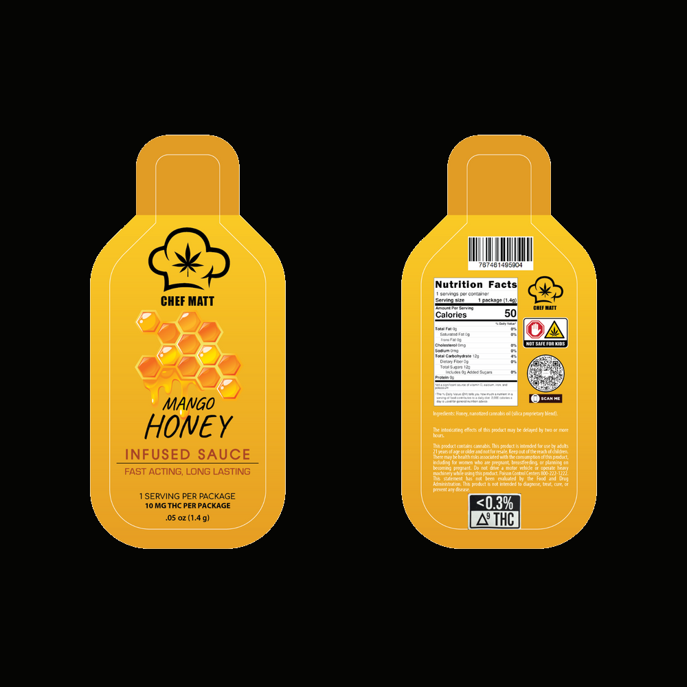 Chef Matt Crafted Mango Honey | Gourmet Condiment on black background